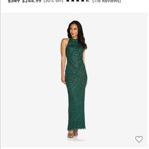Emerald beaded mother of bride dress or prom dress